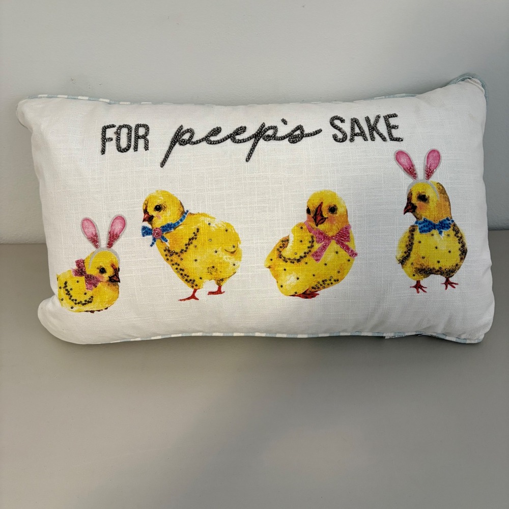 Bunny‎ Tales "For Peeps Sake" Easter Decorative Pillow Yellow Chicks Bunny Ears